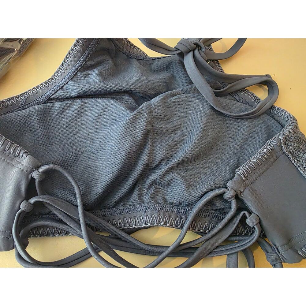 NWT Xhilaration blue crochet swim halter top - medium - boho festival - Picture 4 of 4